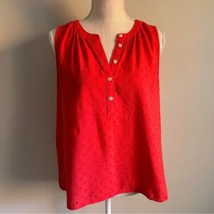 Sleeveless Split Neckline Cotton Tank Red